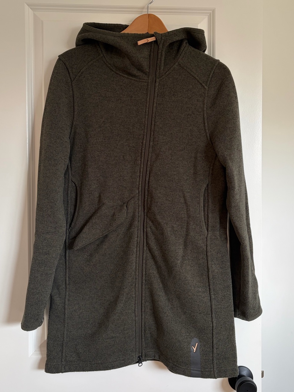 Women's Indyeva Hooded Zip-Front Long Line Jacket - Olive Green